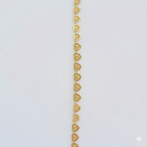 Pulseira Coração Folheada A Ouro 17cm + Extensor