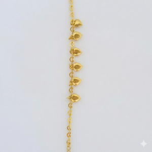 Pulseira Coração Liso Folheada A Ouro 14cm + Extensor