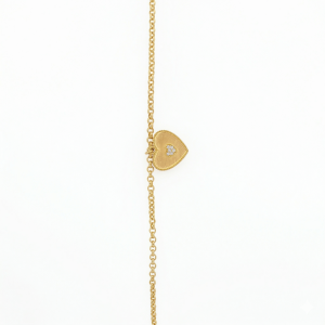 Pulseira Elo Português Com Pingente Coração Folheada A Ouro 17cm + Extensor