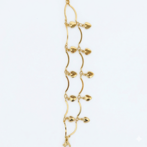 Pulseira Canutilhos Com Corações Folheada A Ouro