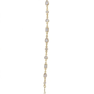 Pulseira Elegance Cristal Folheada A Ouro 15cm + Extensor