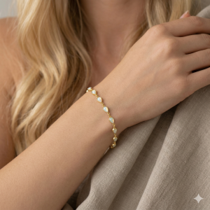 Pulseira Gotas Peroladas Folheada A Ouro 16cm + Extensor