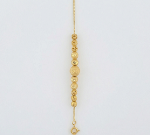 Pulseira Bolinhas Jateadas Folheada A Ouro 17cm + Extensor
