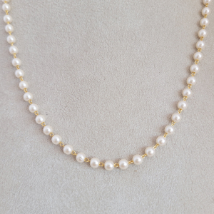 Colar Pérolas Folheado A Ouro 50cm