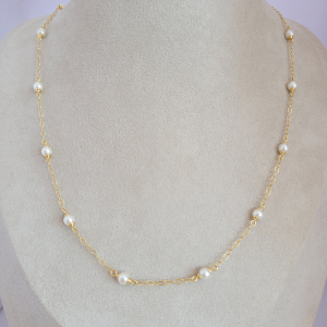 Colar Pérolas Longo Folheado A Ouro 70cm