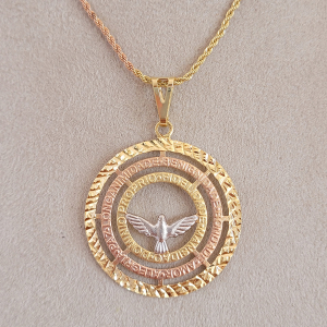 Colar Cordão Baiano Com Pingente Espírito Folheado 3 Ouros 45cm