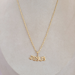 Colar Elo Cartier Com Pingente Jesus Folheado A Ouro 60cm
