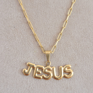 Colar Elo Cartier Com Pingente Jesus Folheado A Ouro 60cm