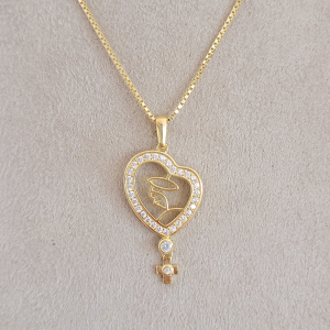 Colar Elo Veneziana Com Pingente Nossa Senhora Cravejado Microzircônia 45cm + Extensor