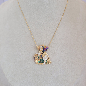 Colar Elo Veneziana Com Pingente São Jorge Cravejado Microzircônias Coloridas 40cm + Extensor