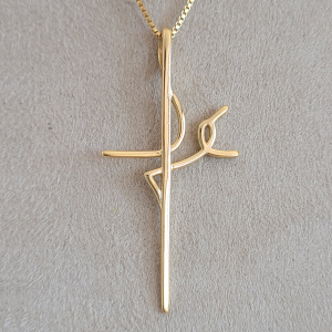 Colar Elo Veneziana Com Pingente Crucifixo Fé Folheado A Ouro 40cm + Extensor