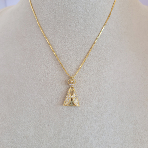 Colar Elo Veneziana Nossa Senhora Aparecida Cravejado Microzircônia Folheado A Ouro 40cm