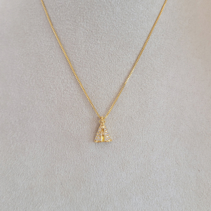 Colar Elo Veneziana Nossa Senhora Aparecida Cravejado Microzircônia Folheado A Ouro 40cm + Extensor P